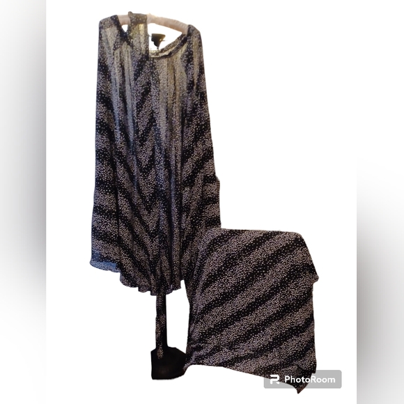 Black/ White dots chiffon skirt with large scarf - Picture 5 of 6